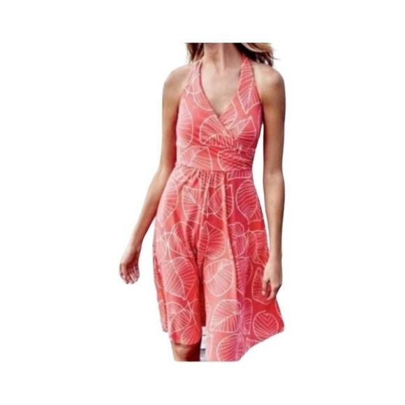 Boden | Pink Leaf St. Lucia Halter Dress Sz 10P - Picture 1 of 5